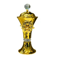Najm Al Oud - Regal Gold Incense Burner with Floral Crystal Embellishment and Diamond Finial