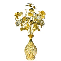 Najm Al Oud - Luxury Golden Flower Vase with Crystal-Studded Floral Arrangement – Elegant Home Décor